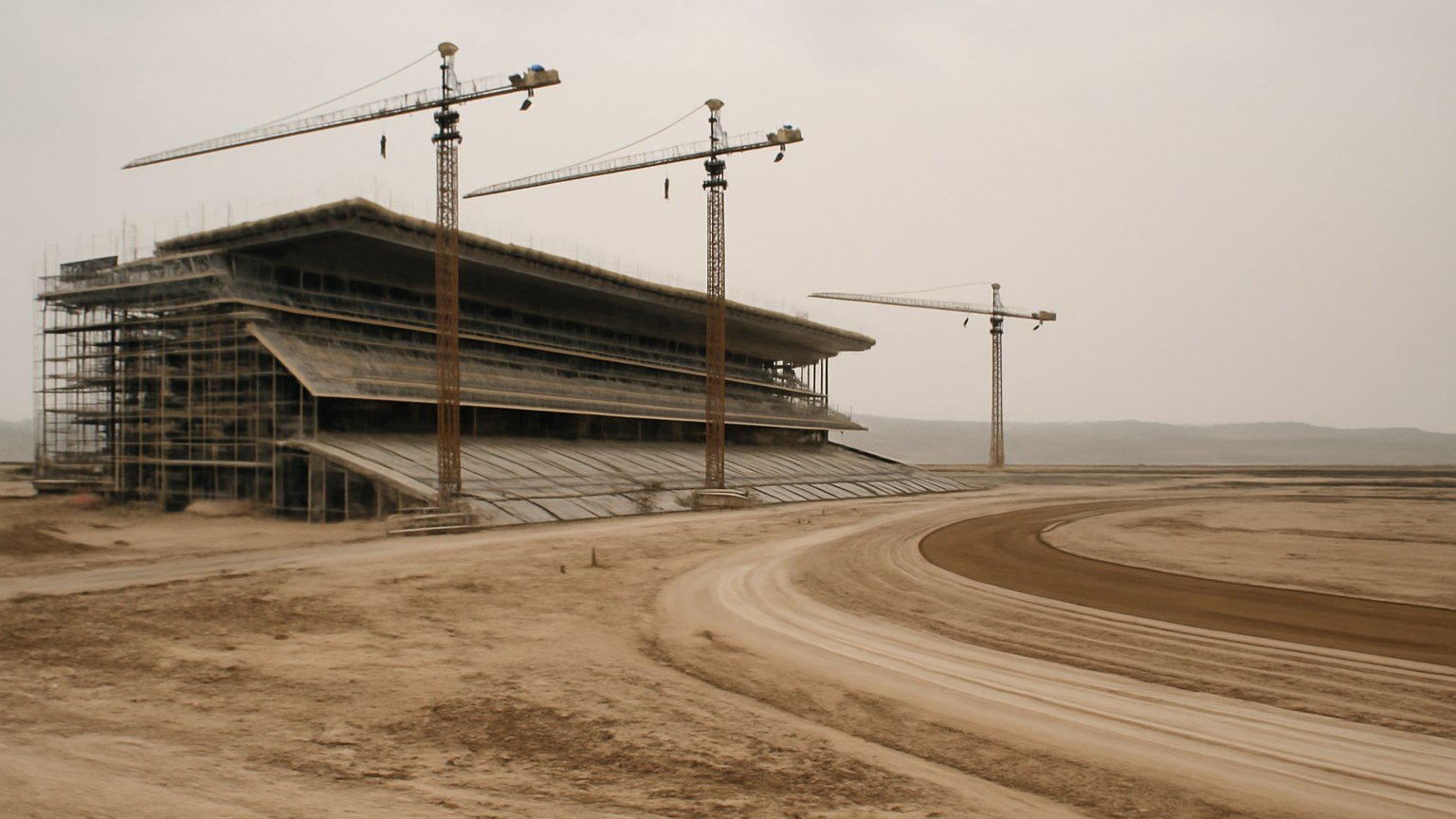 A large horse-racing venue under construction on the outskirts of Riyadh