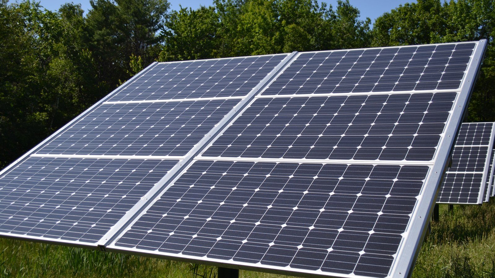 Photovoltaic panels angled towards the sun