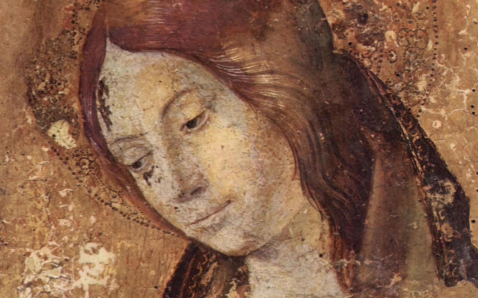 The head of Mary, a detail from Antonello da Messina's San Gregorio Polyptych of 1473