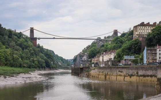 The Clifton Suspension Bridge spanning the Avon Gorge in Bristol