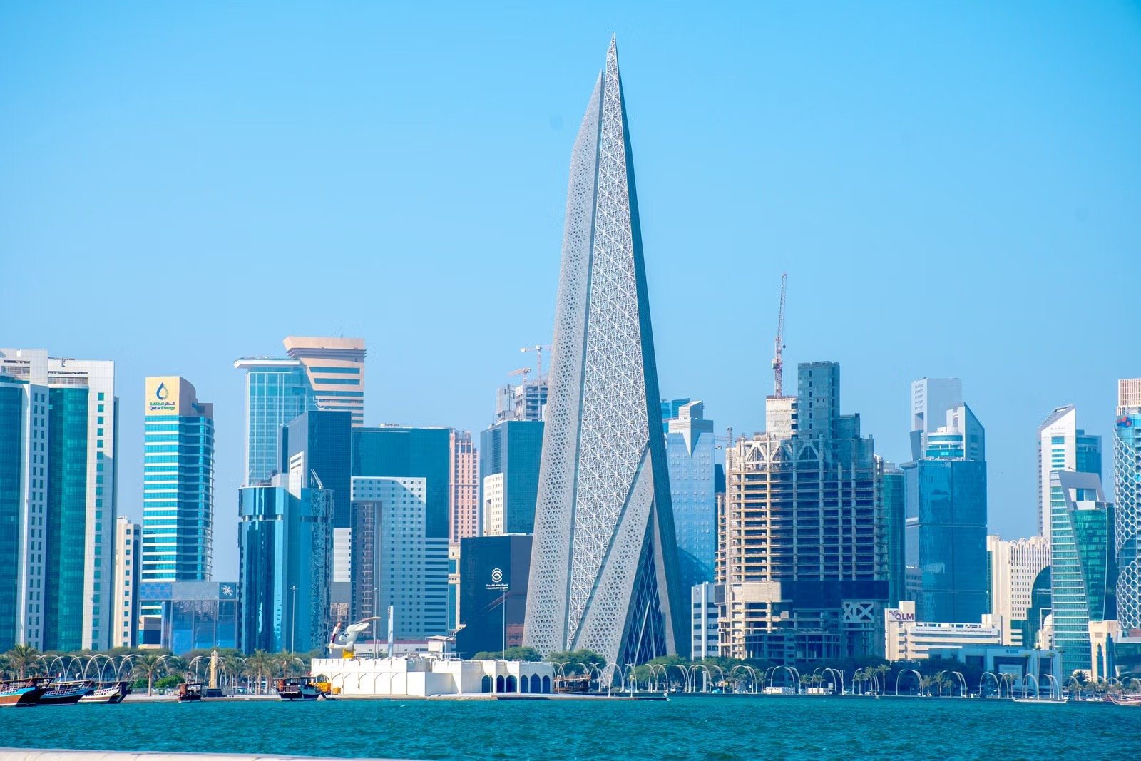 Modern Doha skyline viewed from the waterfront