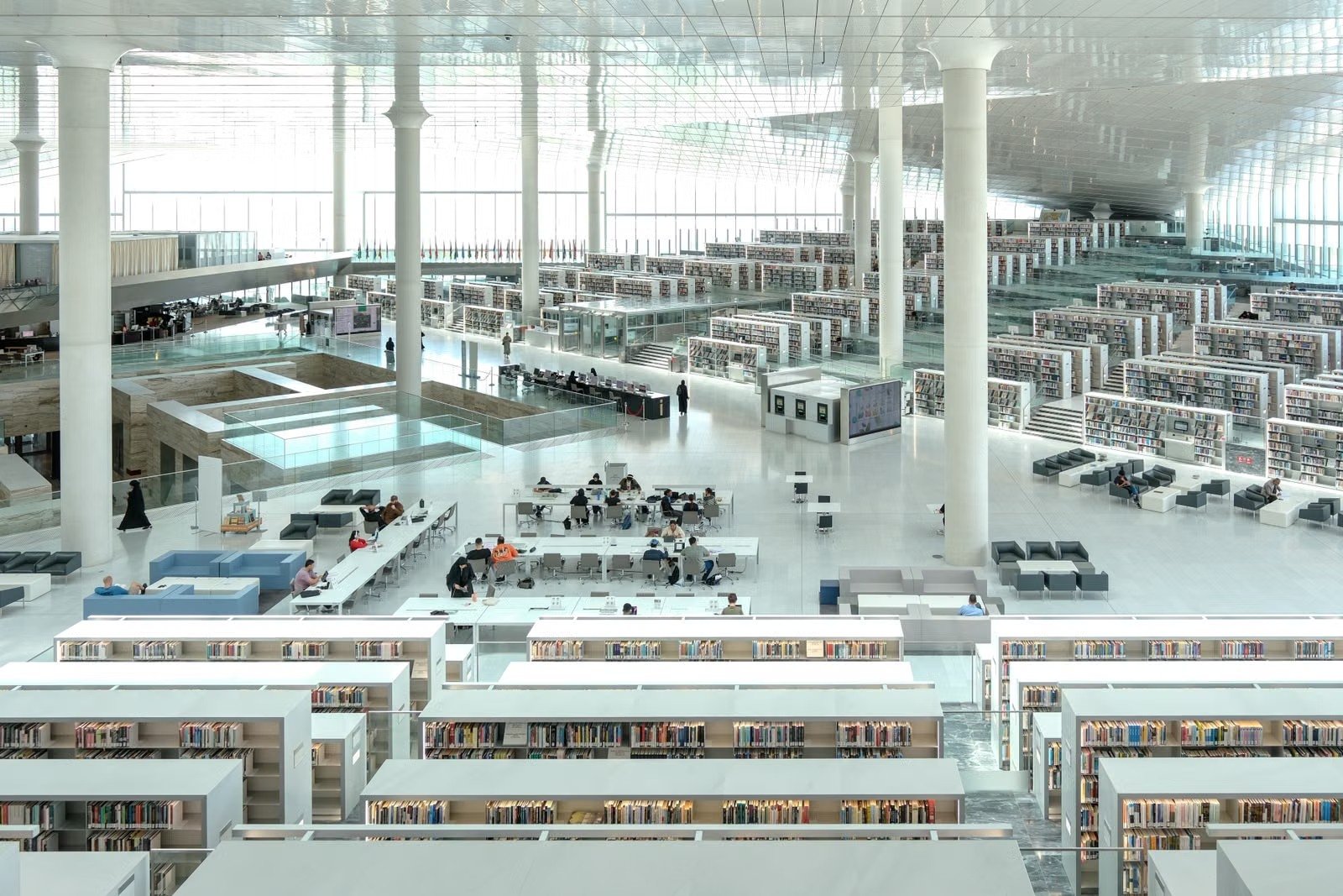 Modern Qatar library with study areas