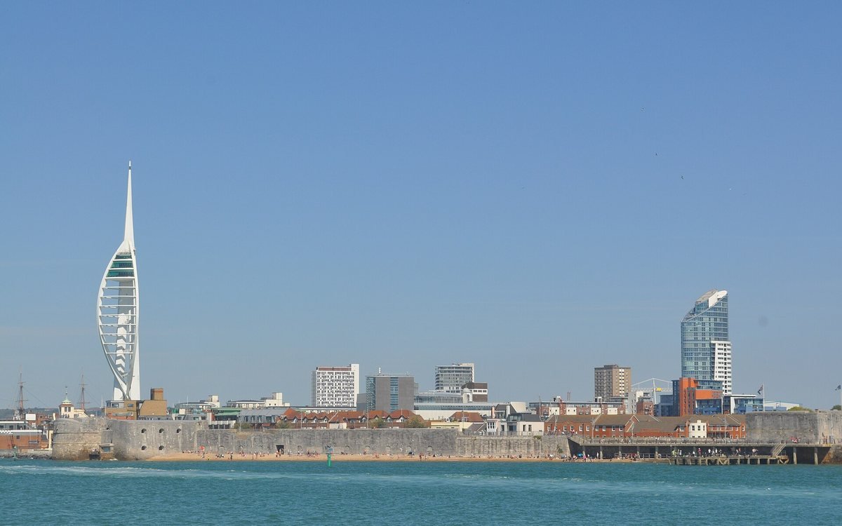 The Portsmouth waterfront with the Spinnaker Tower