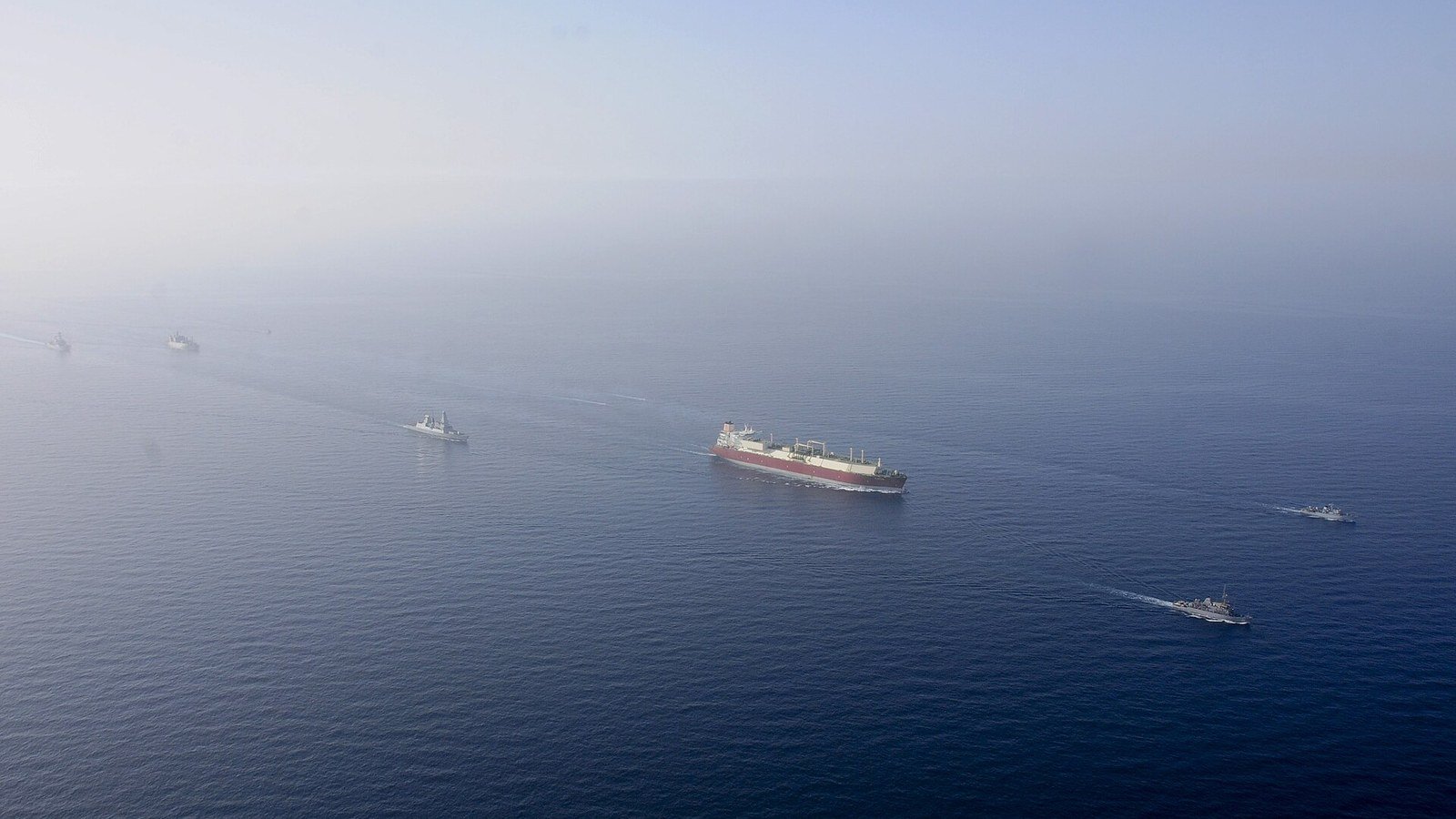 Tanker under escort in the Gulf