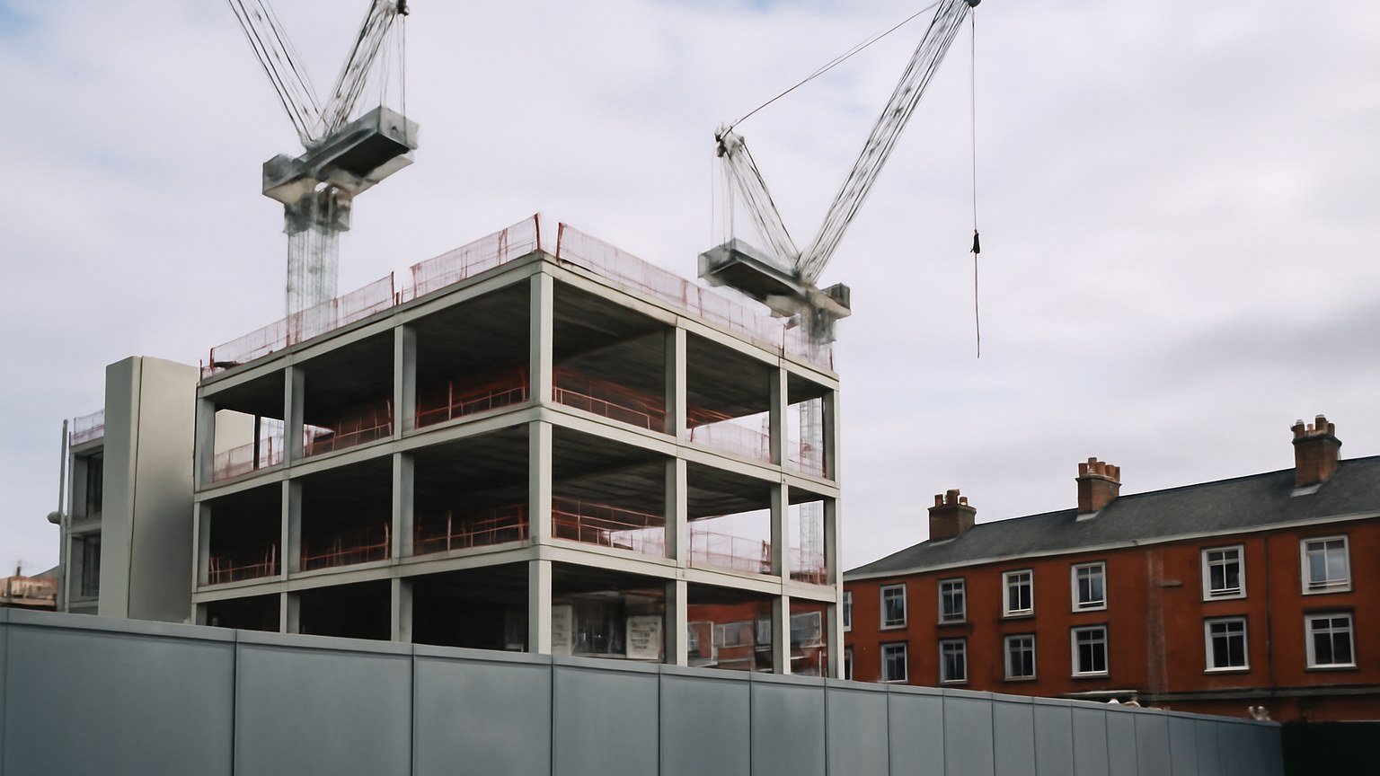 Tower cranes over a construction site in the City of London