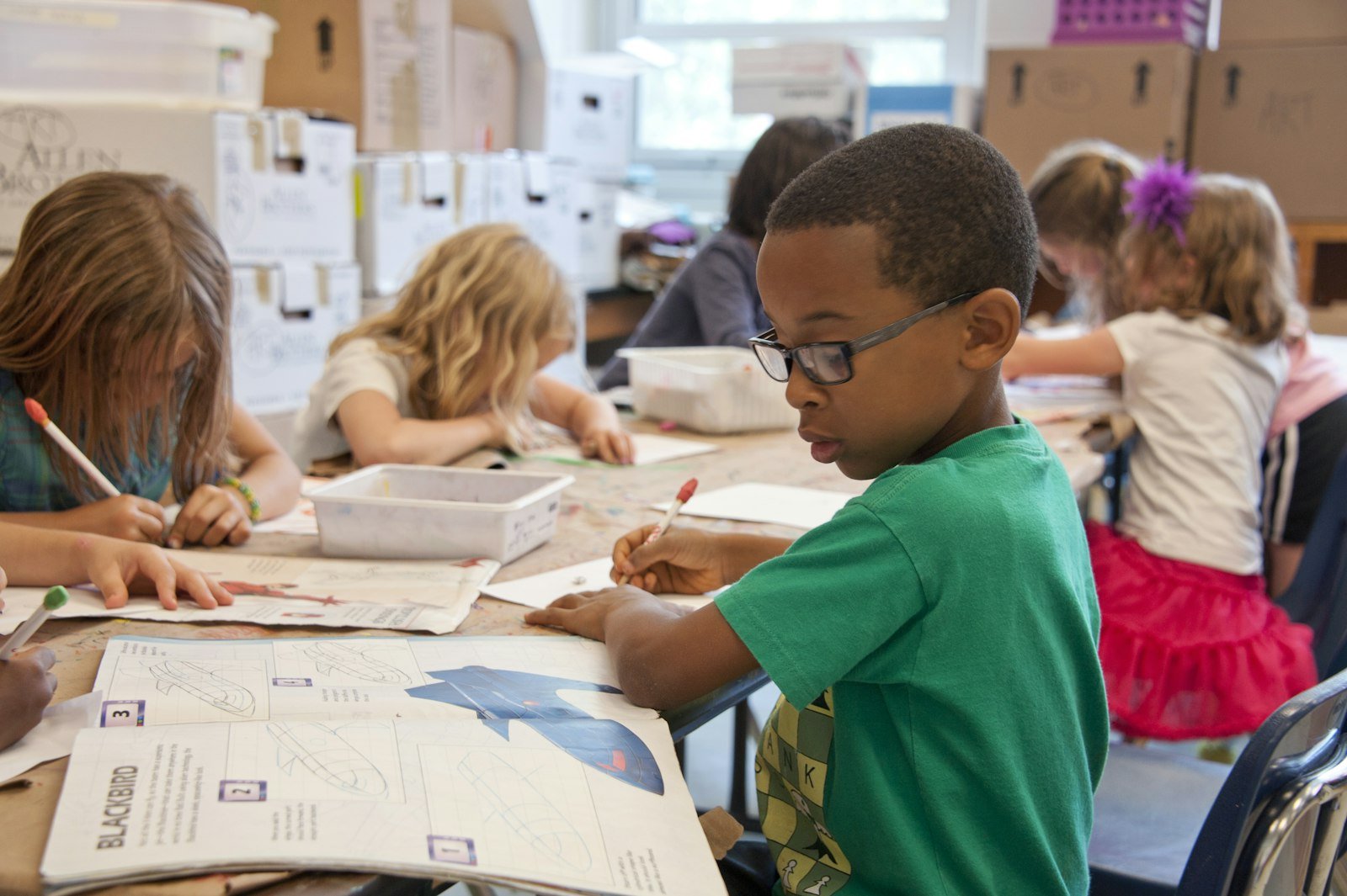 Students in a modern classroom