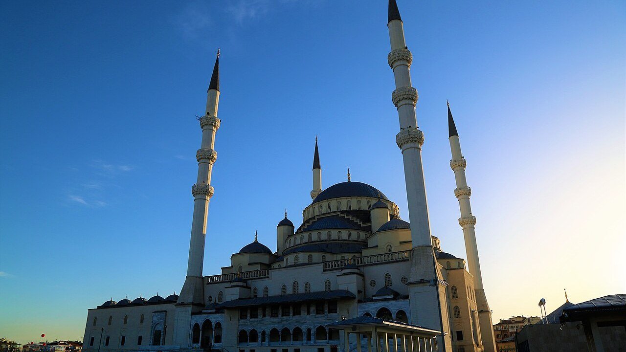 The Kocatepe mosque in Ankara at dusk